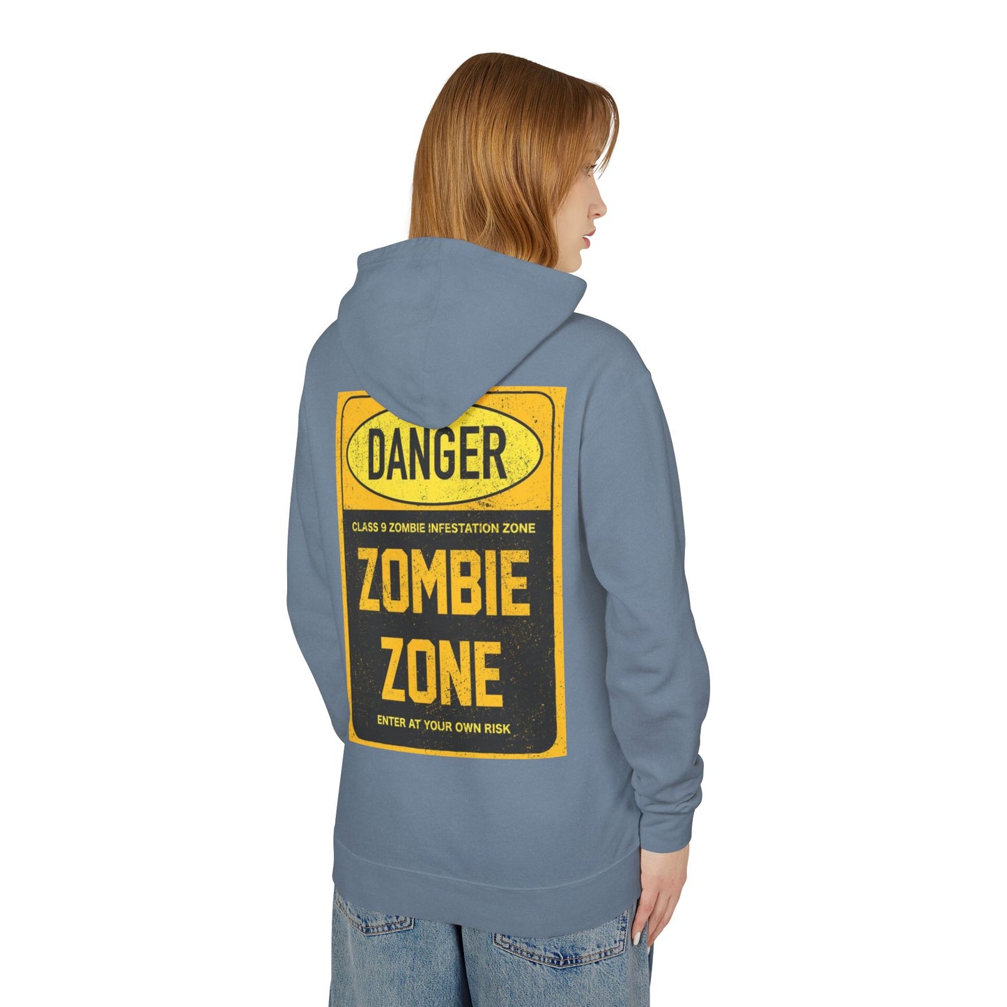 Unisex Zombie Zone Hooded Sweatshirt - Danger Sign Design