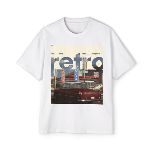 Retro Garage Tee — Vintage Car Photo Oversized T-Shirt