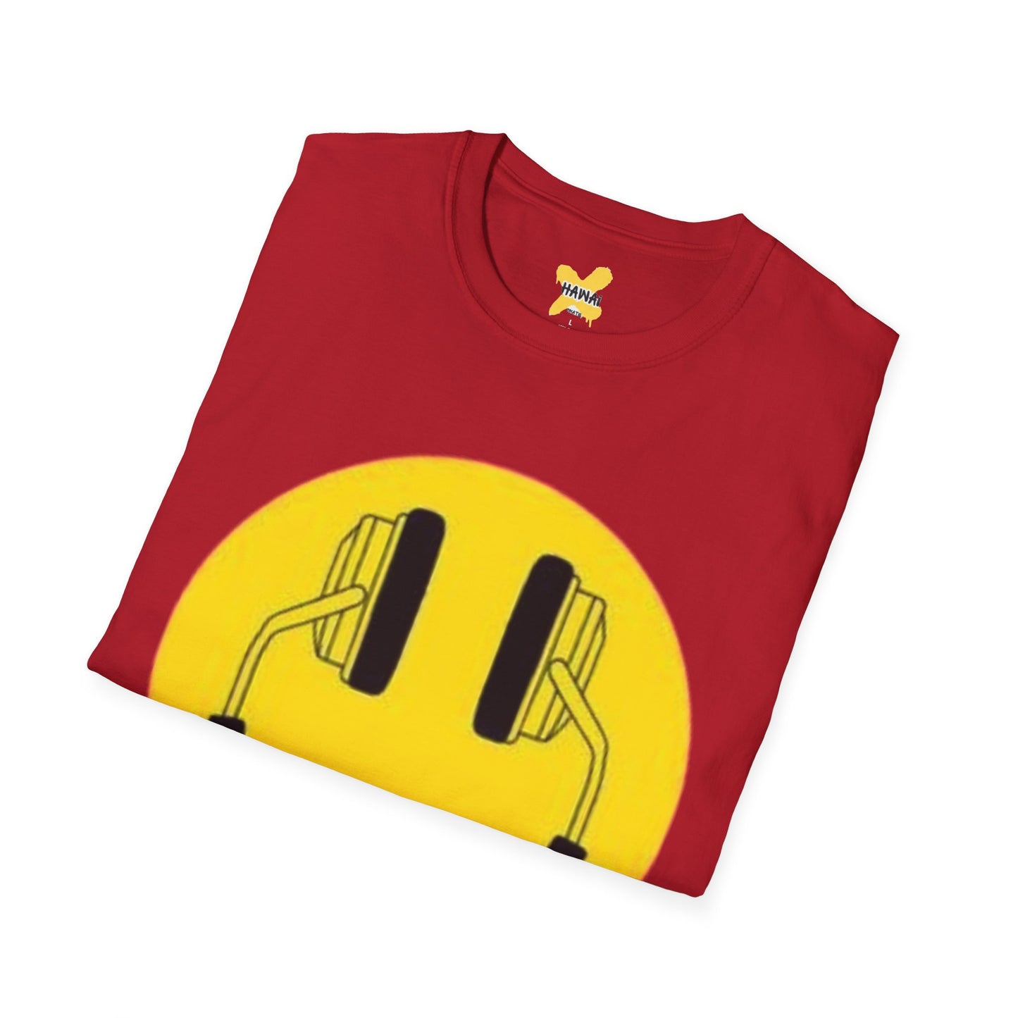 Happy Vibes Unisex Softstyle T-Shirt - Smiley Face with Headphones