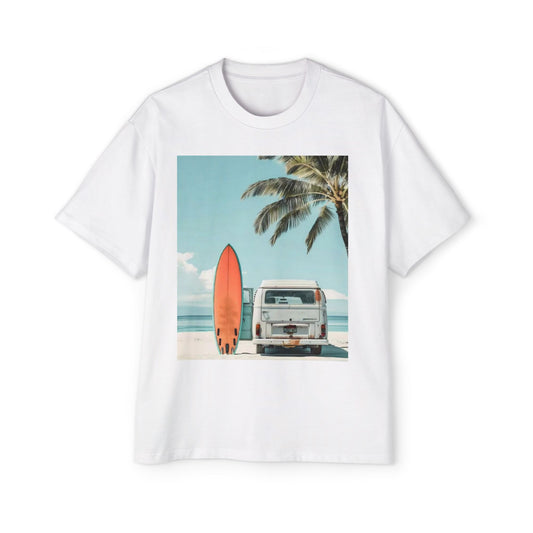 Surf Van Beach T-Shirt β Vintage Palm & Surfboard Graphic Tee