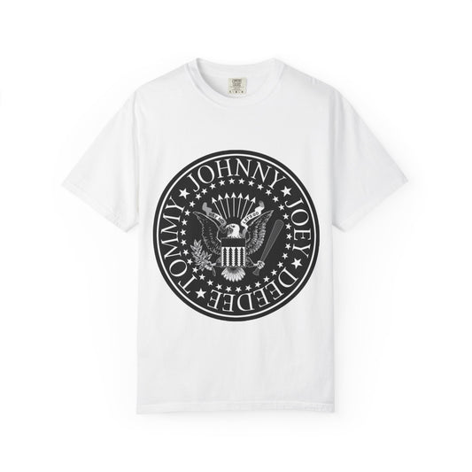Vintage-Inspired Unisex Garment-Dyed T-Shirt with Rock Band Logo