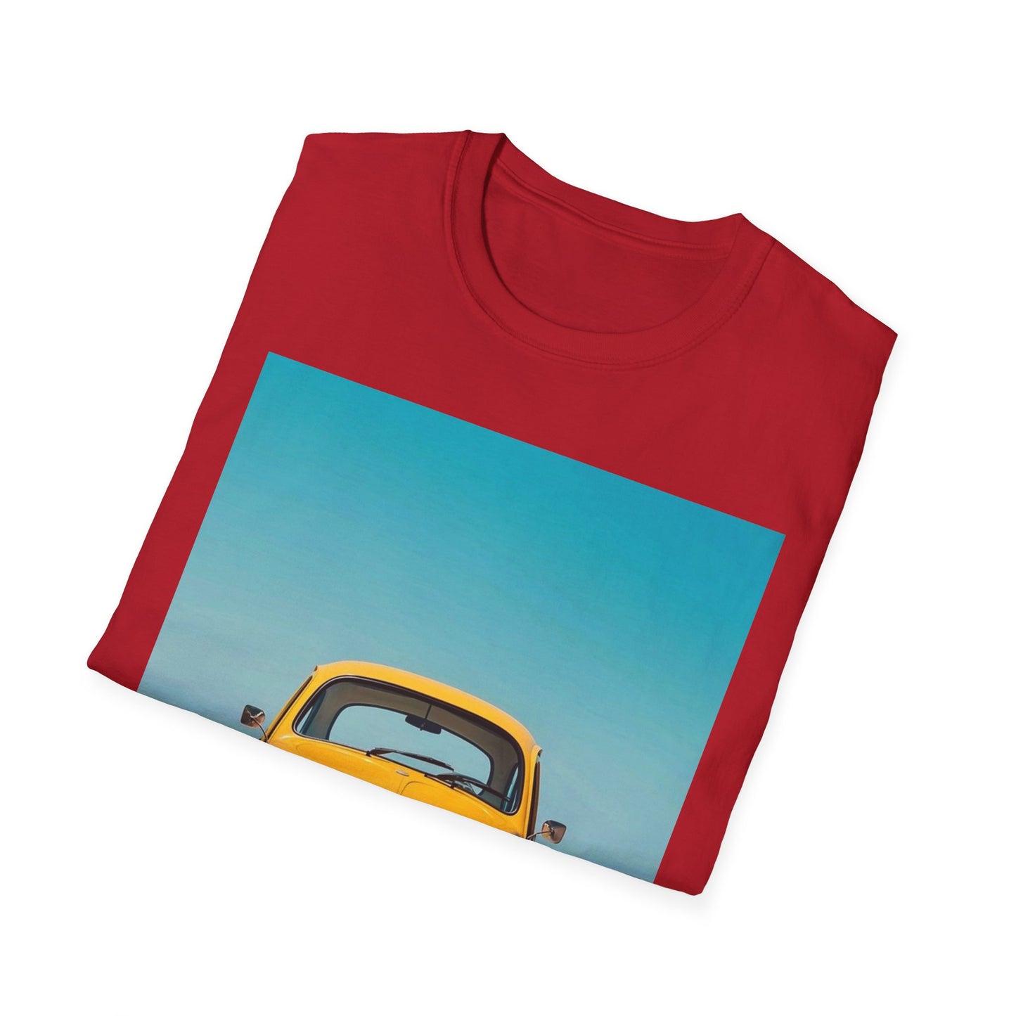 Vintage Yellow Car Unisex Softstyle T-Shirt | Retro Auto Tee for Car Enthusiasts