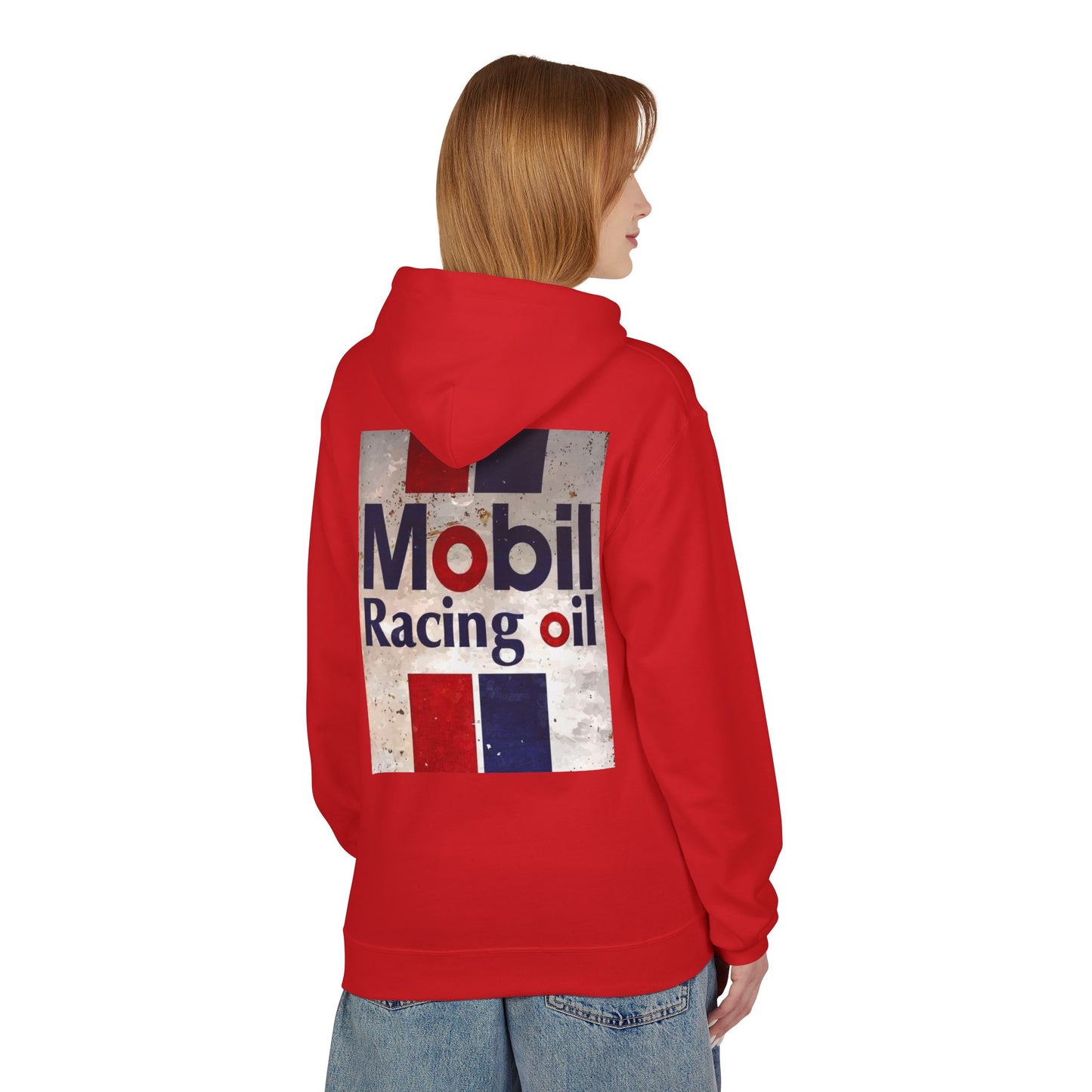 Retro Mobil Racing Oil Fleece Hoodie for Motorsport Enthusiasts
