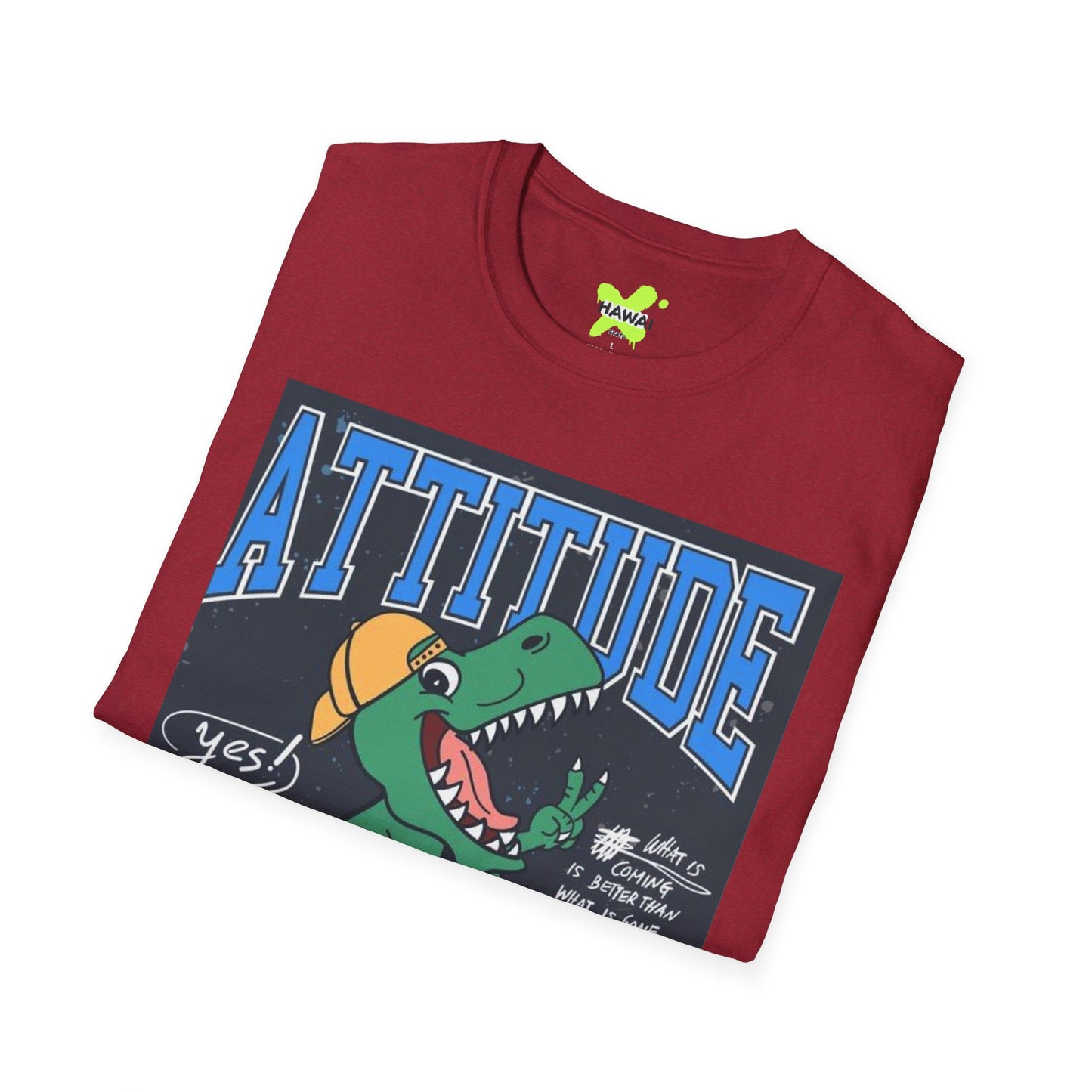 Dino Attitude T-Shirt, Fun Graphic Tee, Casual Wear, Gift for Kids, Skateboarder Shirt, Cool Dinosaur Apparel
