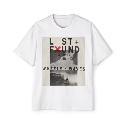 Lost & Found 'Wheels + Waves' Graphic Tee — Oversized Men's Surf Skate Shirt