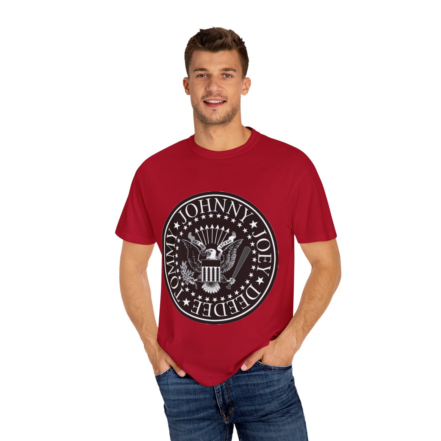 Vintage-Inspired Unisex Garment-Dyed T-Shirt with Rock Band Logo