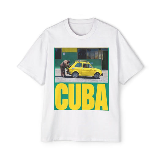 Cuba Vintage Photo Tee — Retro Yellow Car Graphic T-Shirt