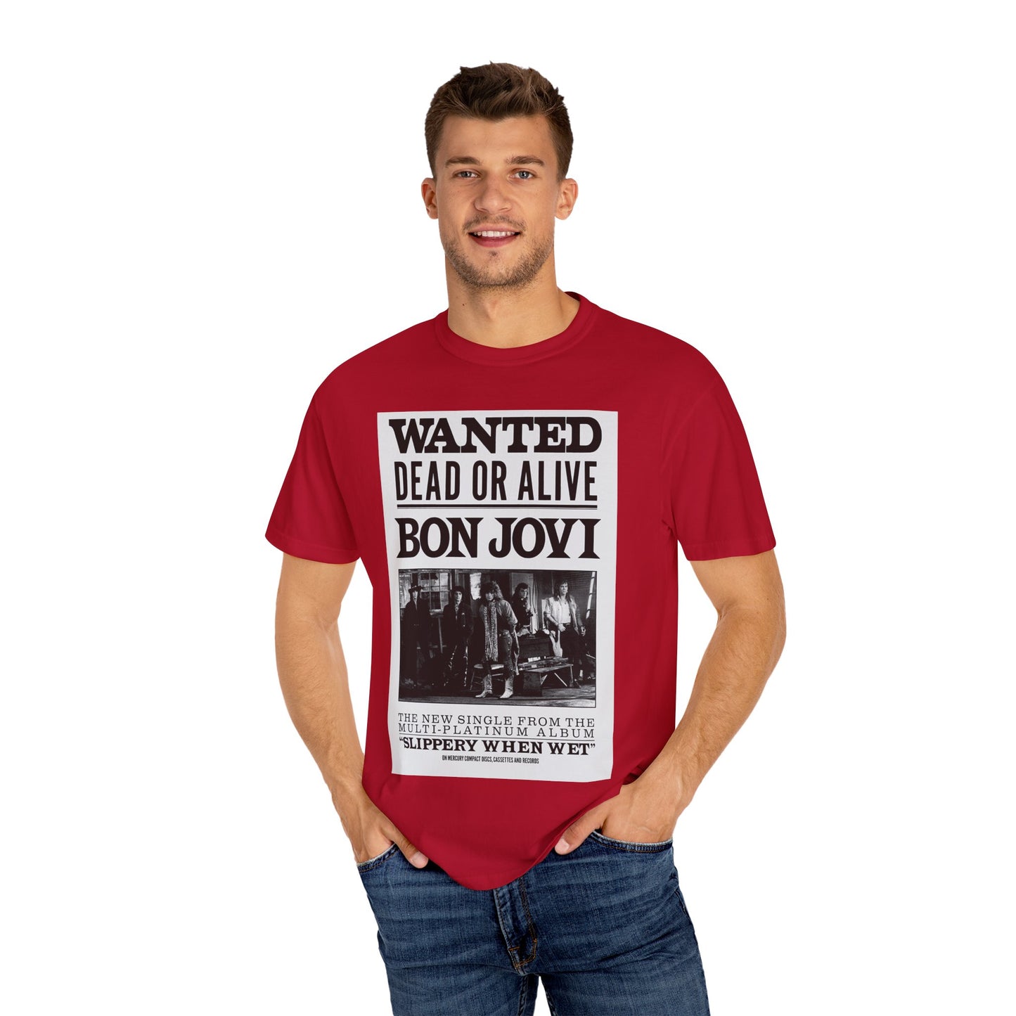 Bon Jovi Wanted Dead or Alive Unisex Garment-Dyed T-Shirt