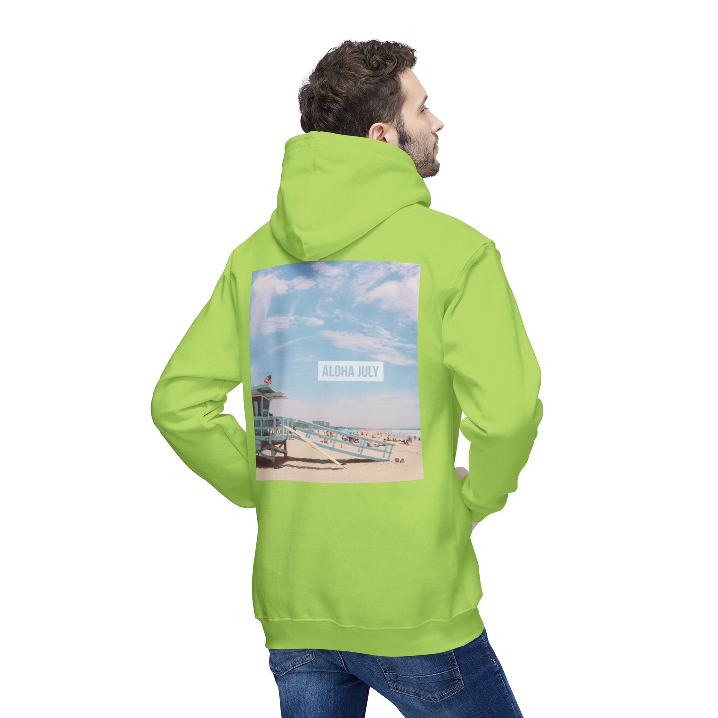 Aloha July Unisex Hooded Sweatshirt - Beach Vibes, Made in USA