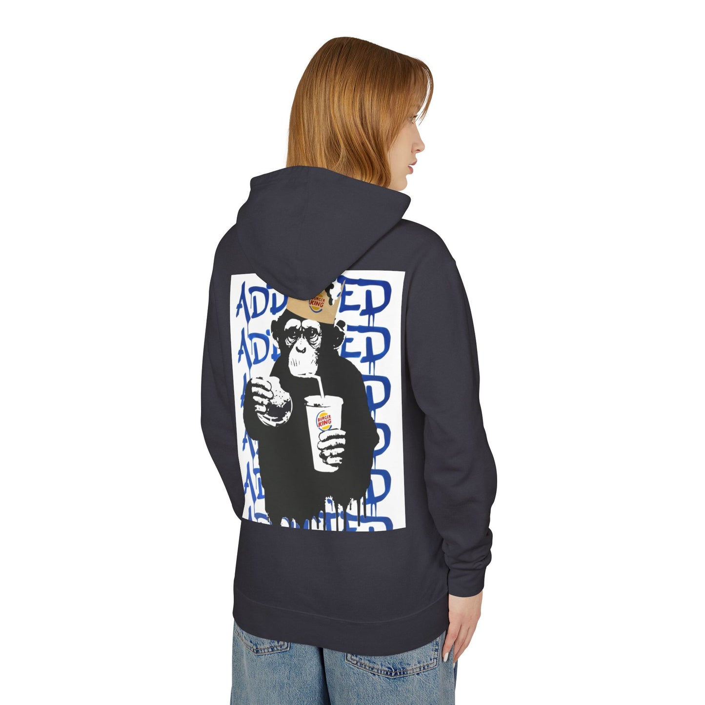 Unisex Lightweight Hooded Sweatshirt - Fun Monkey Design