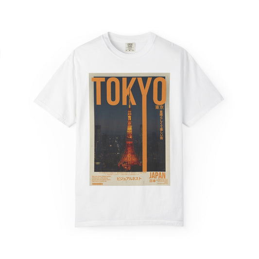 Tokyo Nightscape Graphic T-Shirt — Vintage Japan Tower Travel Poster Tee
