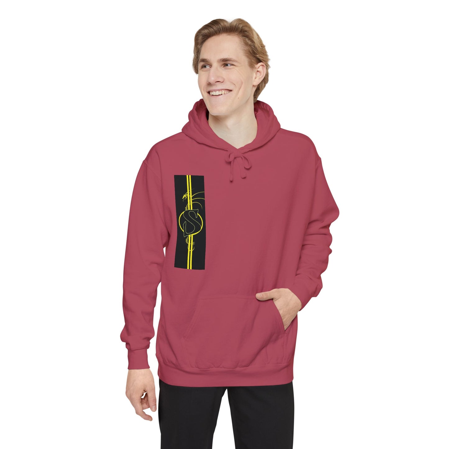 Volleyball Stripe Hoodie — Retro Yellow & Black Volleyball Design