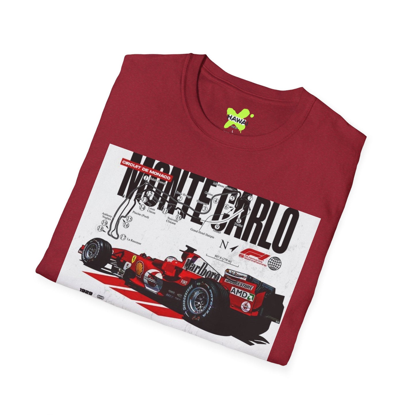 Monte Carlo Racing Graphic T-Shirt - Unisex Softstyle Tee for Car Enthusiasts