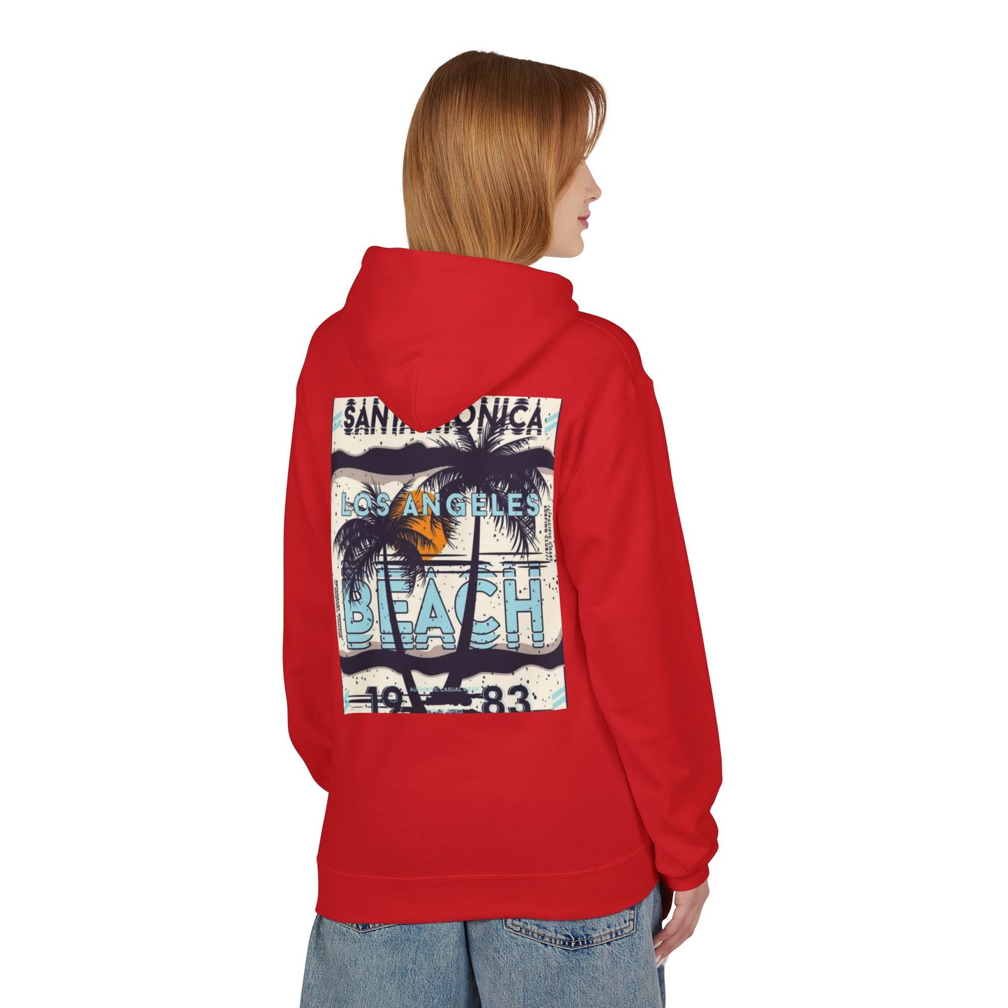 Santa Monica Beach Vintage Fleece Hoodie - Unisex, Cozy Casual Wear, Perfect for Beach Lovers, Summer Vibes, Travel Souvenir, Birthday Gift