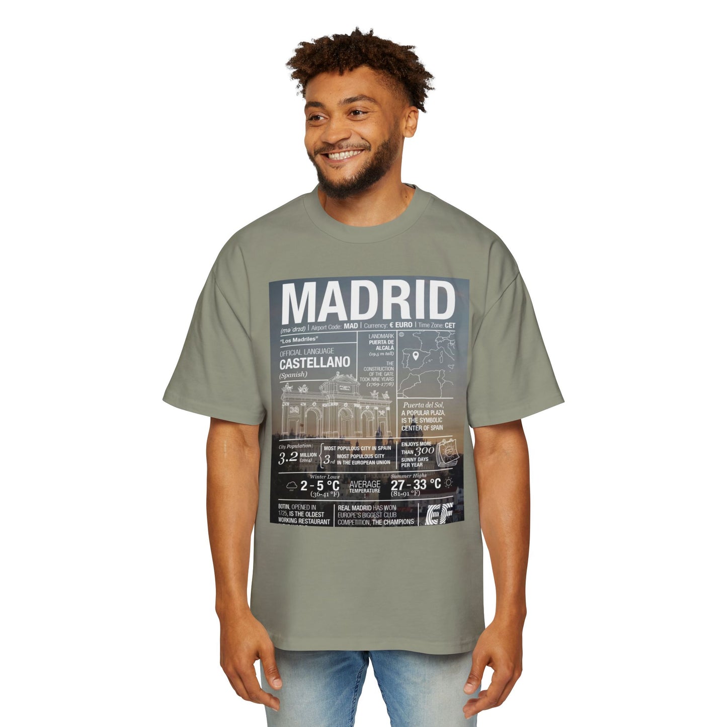 Madrid Graphic Tee — Vintage City Weather Poster T‑Shirt