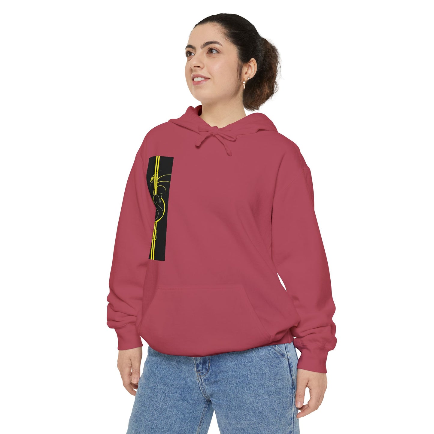 Volleyball Stripe Hoodie — Retro Yellow & Black Volleyball Design