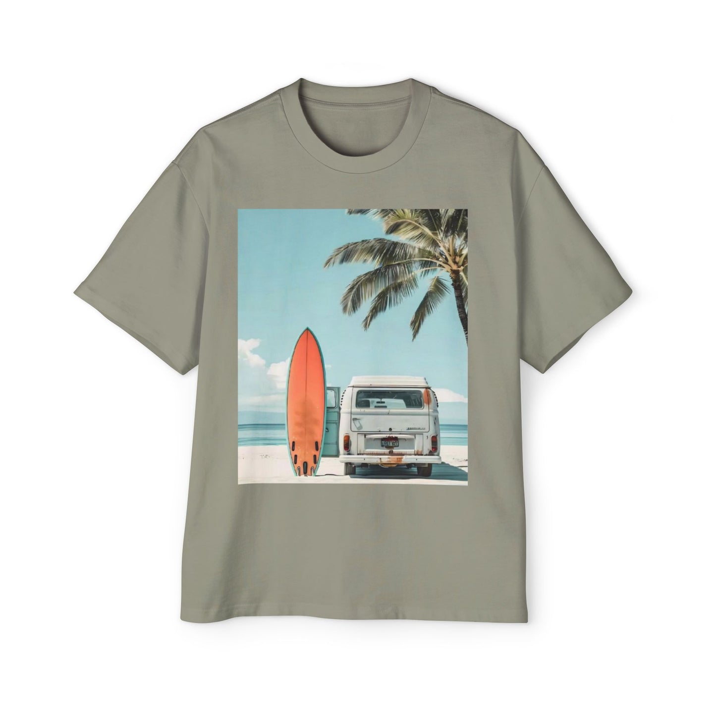 Surf Van Beach T-Shirt — Vintage Palm & Surfboard Graphic Tee