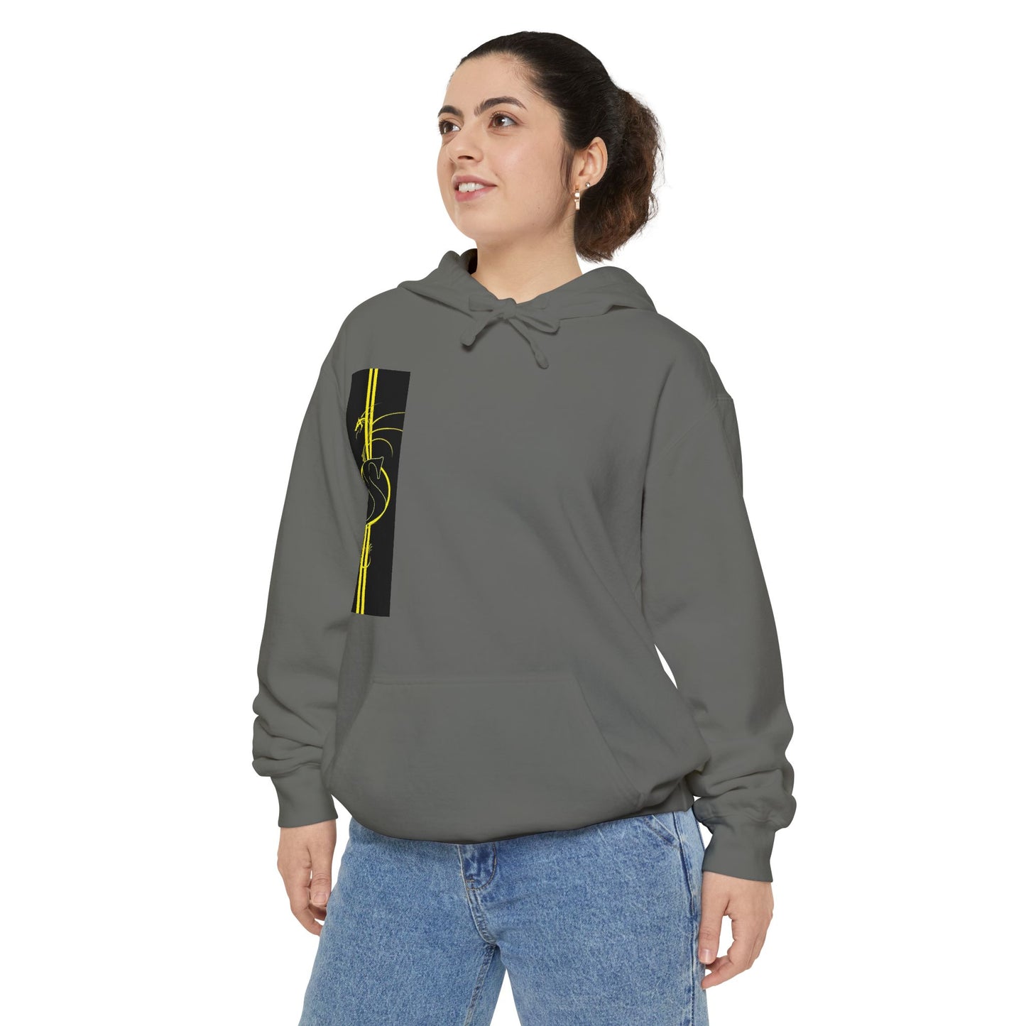 Volleyball Stripe Hoodie — Retro Yellow & Black Volleyball Design