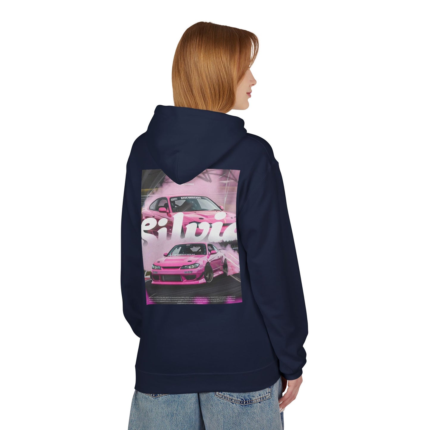 Unisex Fleece Hoodie with Pink Silvia Design - Stylish and Comfortable Streetwear