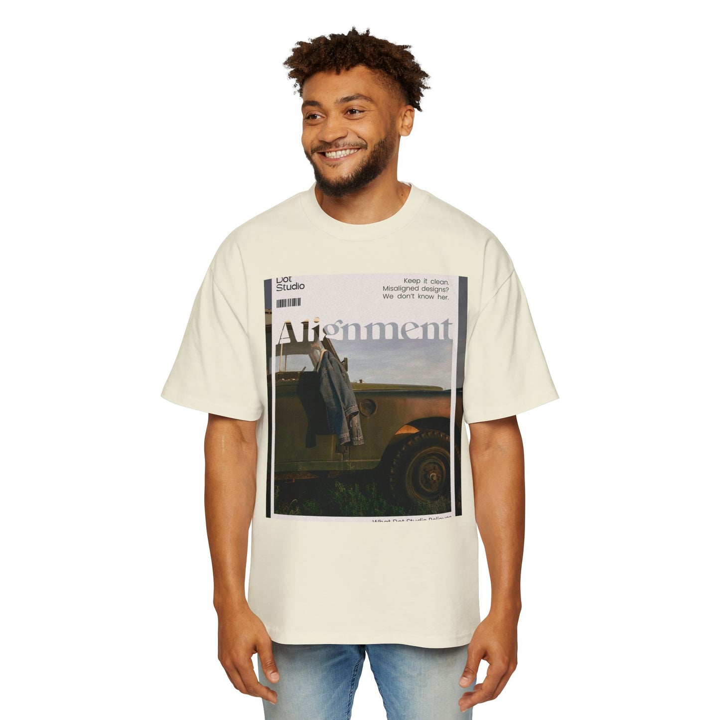 Alignment Vintage Jeep Graphic Tee – Men's Oversized Photo Print