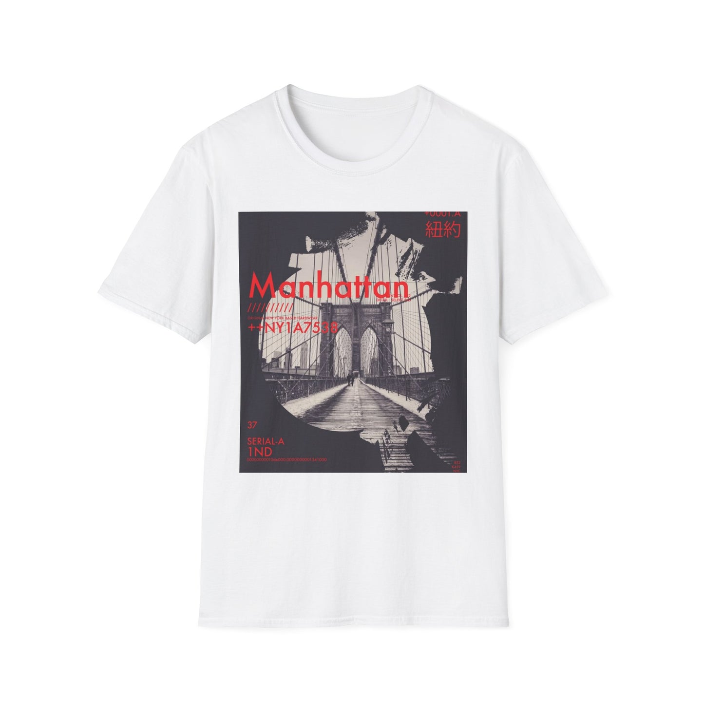 Manhattan Unisex Softstyle T-Shirt, NYC Art Tee, Graphic T-Shirt, Casual Wear, Gift for City Lovers, Travel Enthusiast