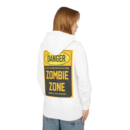 Unisex Zombie Zone Hooded Sweatshirt - Danger Sign Design