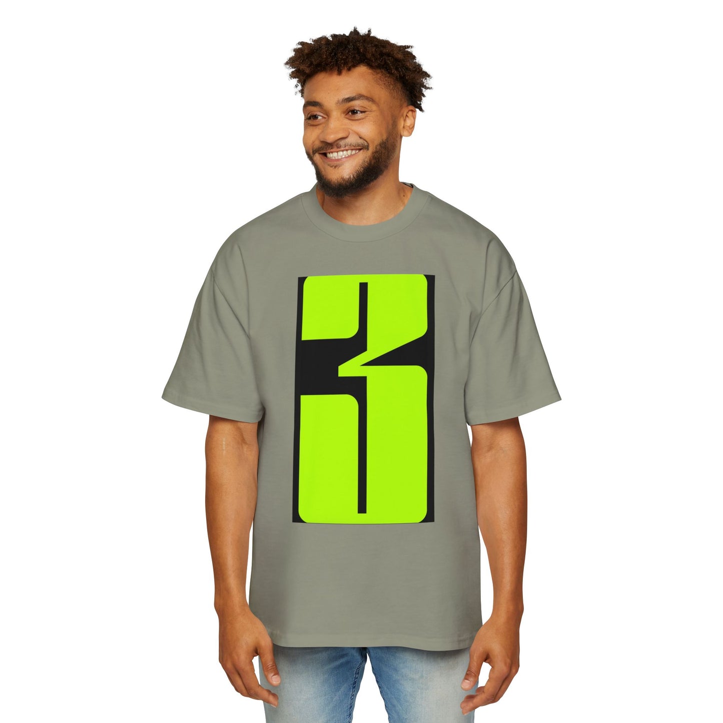 Oversized Tee — Neon Abstract '3' Graphic