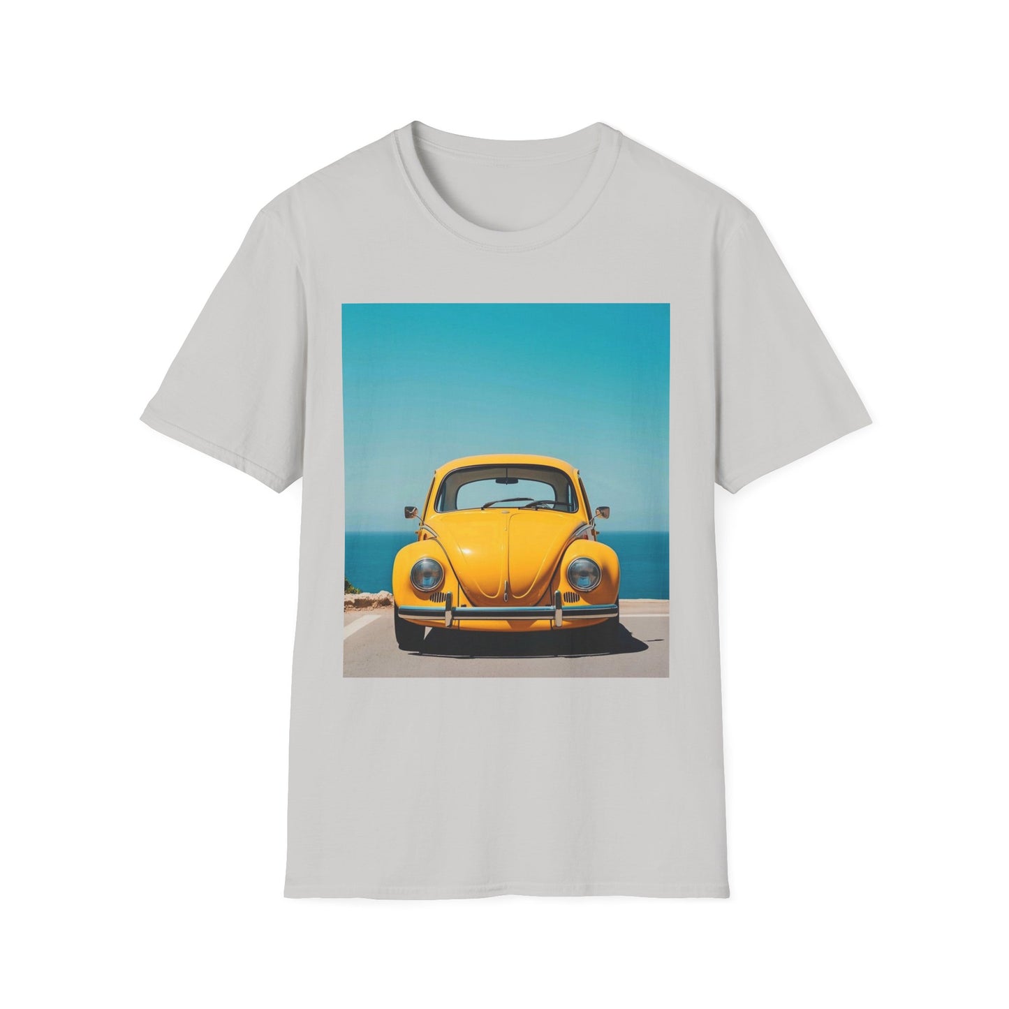 Vintage Yellow Car Unisex Softstyle T-Shirt | Retro Auto Tee for Car Enthusiasts