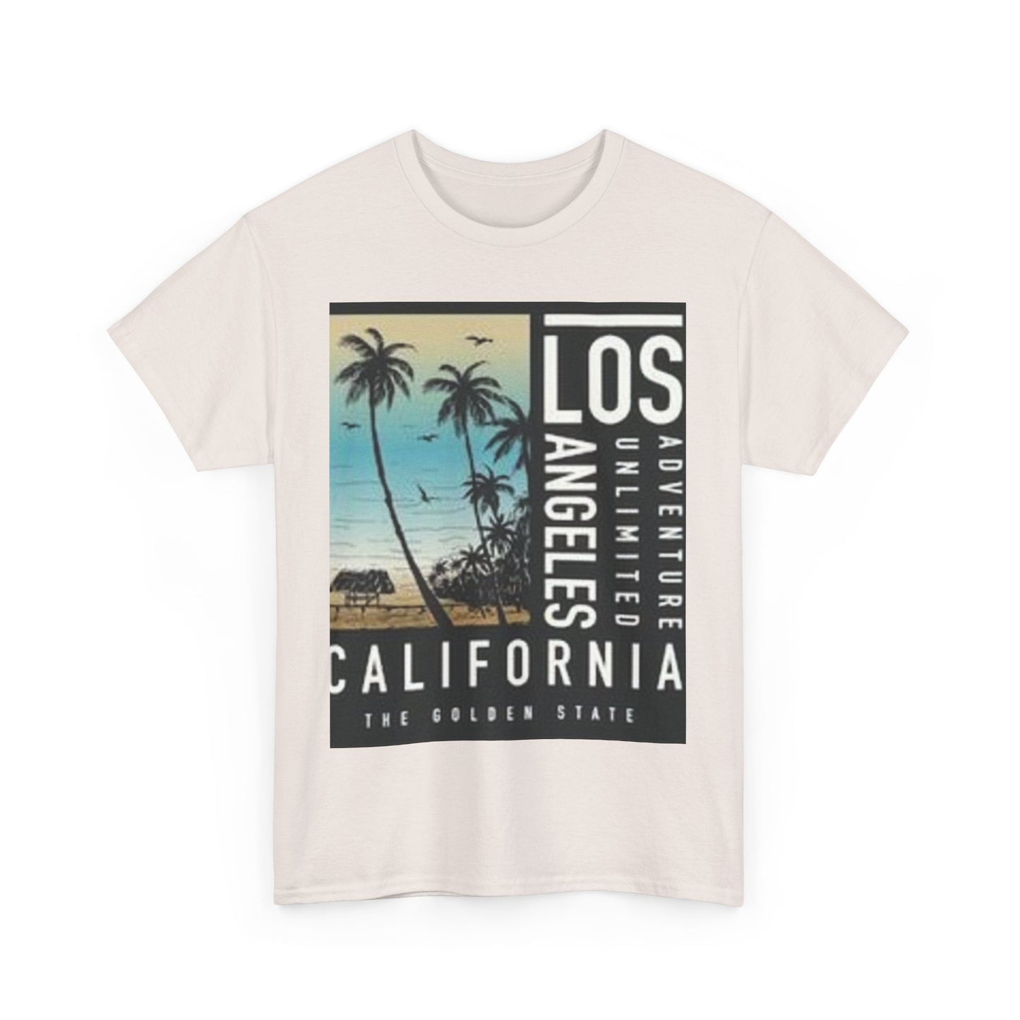 California Adventure Unisex Heavy Cotton Tee, Summer Style Shirt, Beach Vacation Top, Los Angeles Gift, Travel Apparel