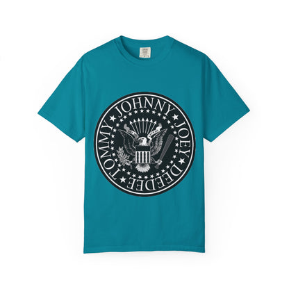 Vintage-Inspired Unisex Garment-Dyed T-Shirt with Rock Band Logo