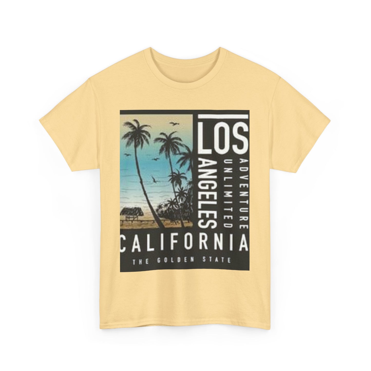 California Adventure Unisex Heavy Cotton Tee, Summer Style Shirt, Beach Vacation Top, Los Angeles Gift, Travel Apparel