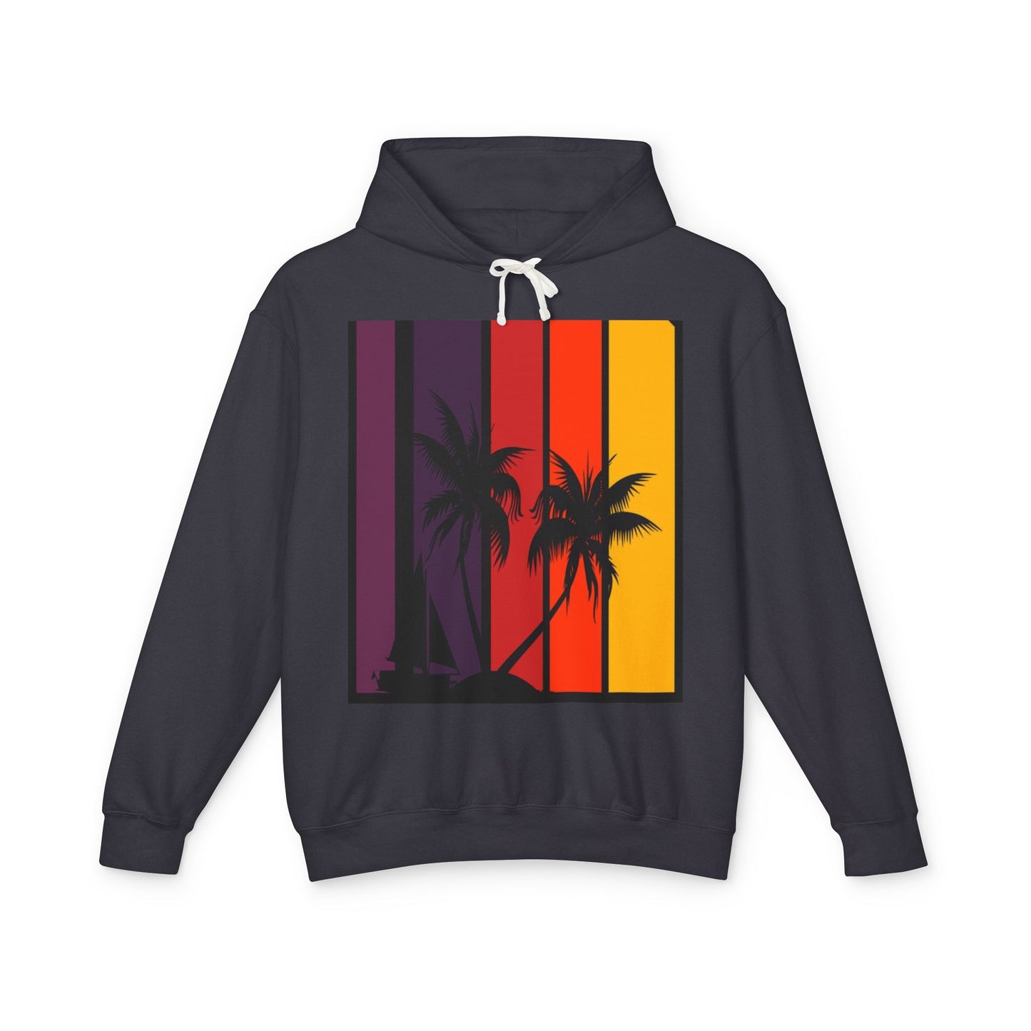 Tropical Sunset Hoodie - Unisex Lightweight Sweatshirt with Palm Tree Design