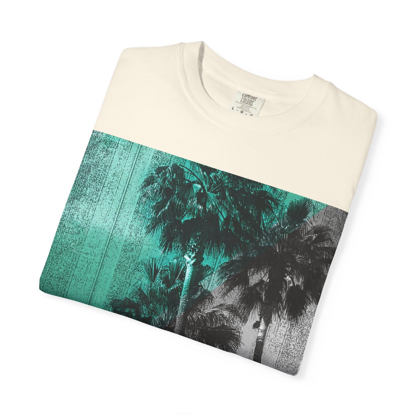 Palm Trees Photo Tee — Vintage Teal Sunset T-Shirt