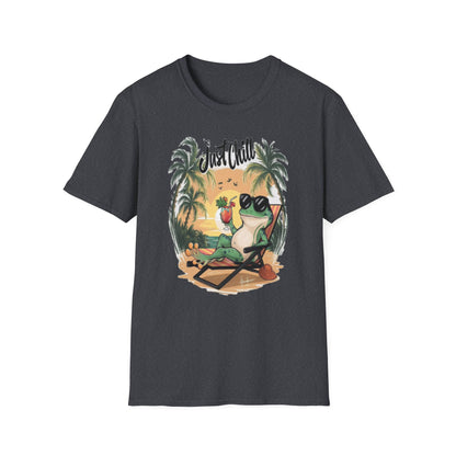 Just Chill Unisex Softstyle T-Shirt - Relaxing Frog Design for Casual Summer Vibes