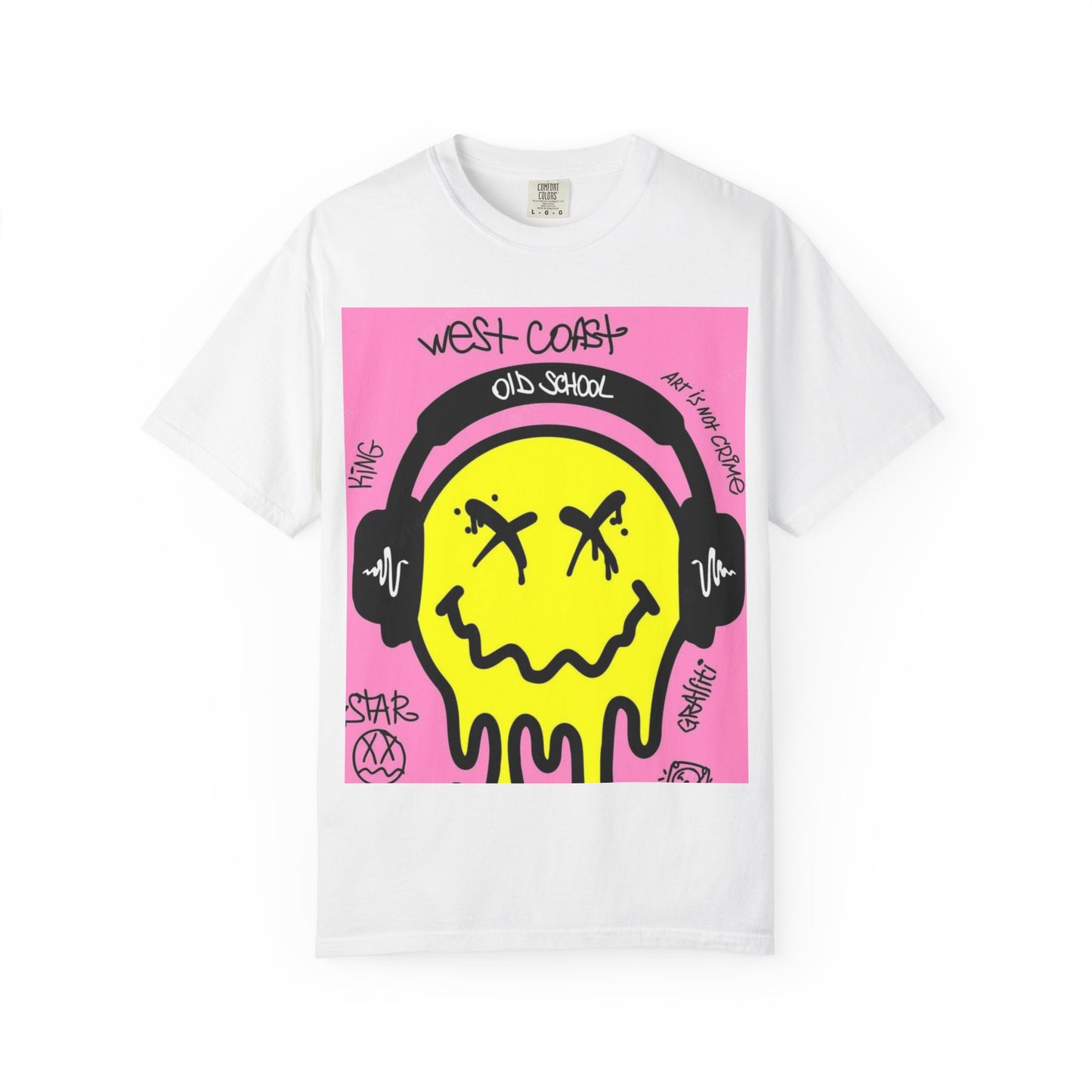 Retro Street Art T-Shirt - West Coast Vibe with Smiley Design