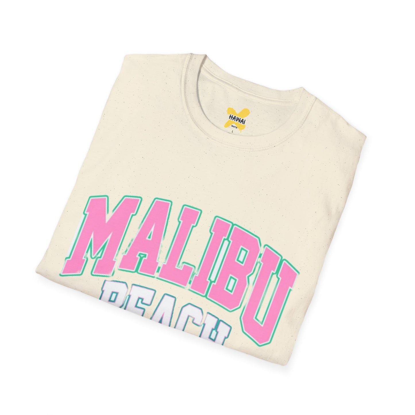Malibu Beach Graphic T-Shirt - Unisex Softstyle Tee for Summer Vibes