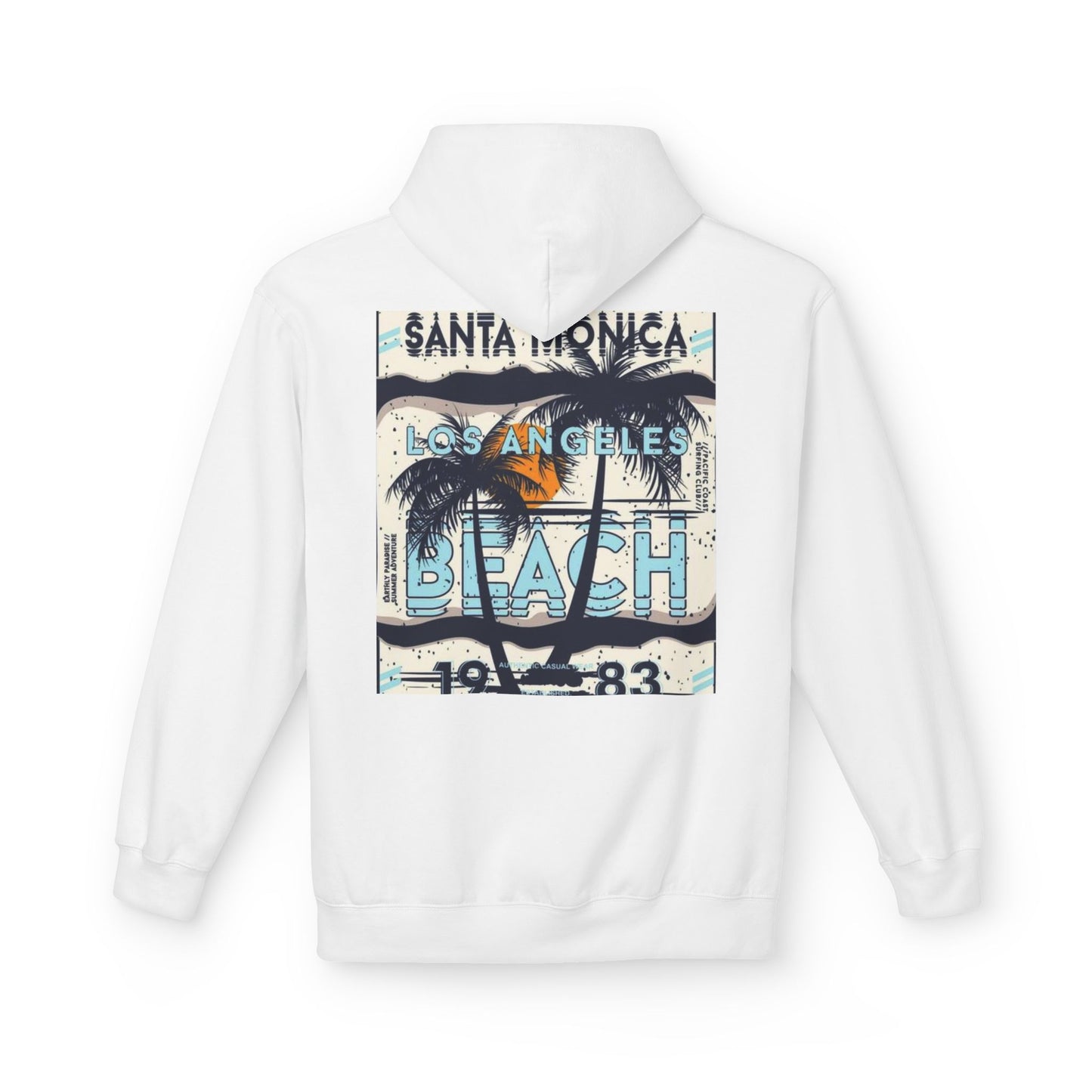 Santa Monica Beach Vintage Fleece Hoodie - Unisex, Cozy Casual Wear, Perfect for Beach Lovers, Summer Vibes, Travel Souvenir, Birthday Gift