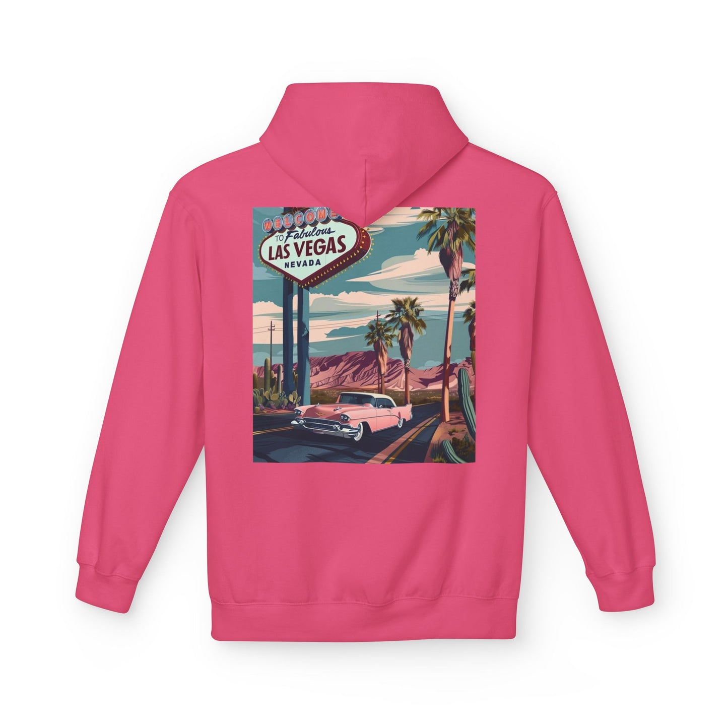 Retro Las Vegas Fleece Hoodie - Unisex Midweight Sweatshirt