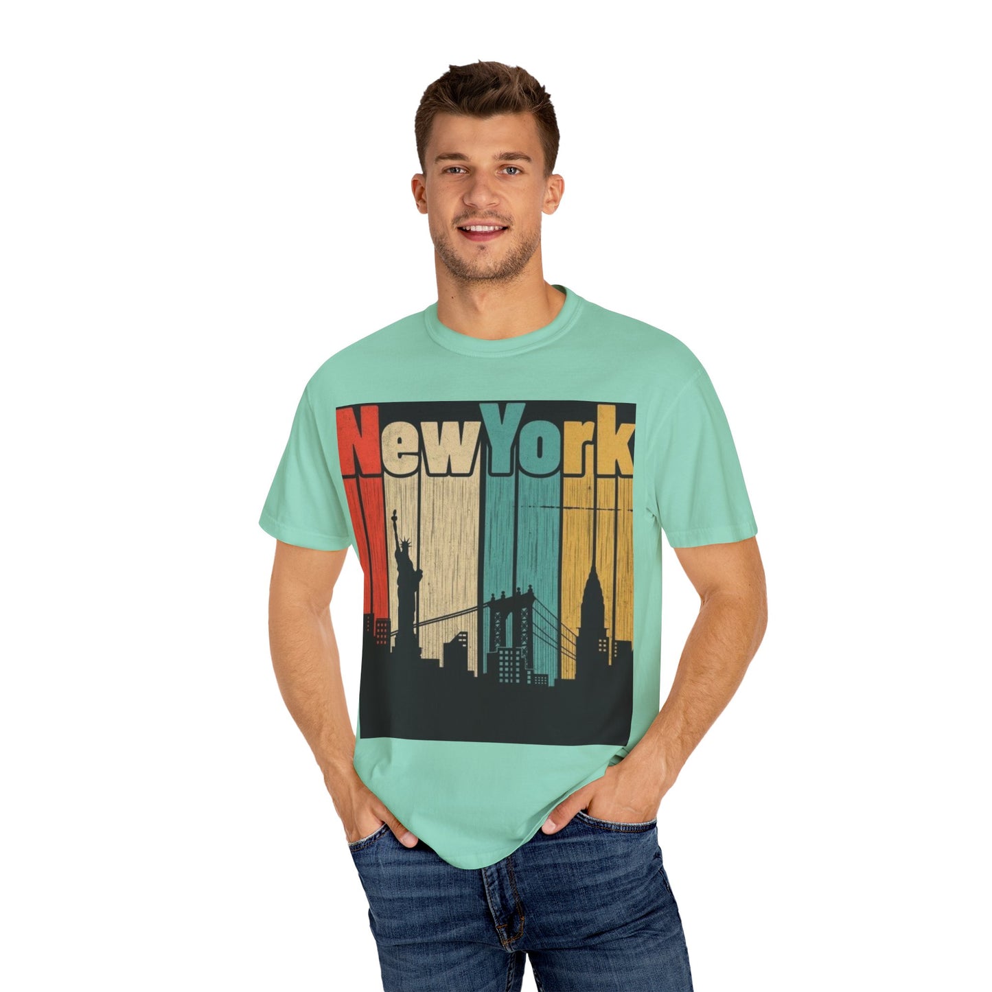 New York Skyline Graphic Tee | Unisex Vintage T-Shirt | Perfect for Travelers, Souvenir, NYC Lovers, Casual Wear, Gifts