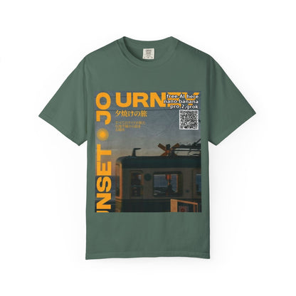 Sunset Train Graphic T-Shirt — Japanese Retro Transit Poster Tee