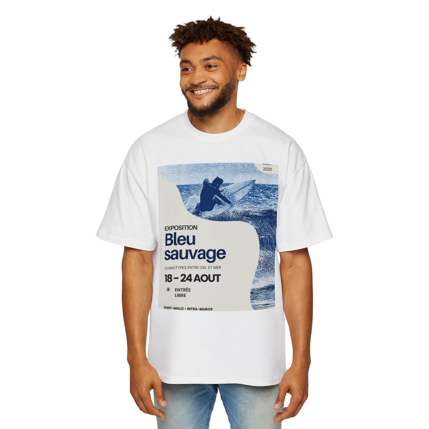 Bleu Sauvage Surf Tee — Men's Oversized Graphic T-Shirt