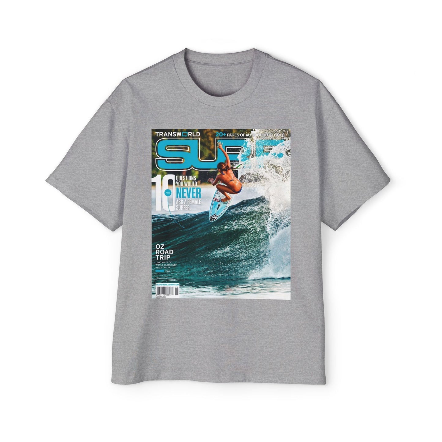 Surf Magazine Graphic Tee — Vintage Surfer Print Oversized T-Shirt