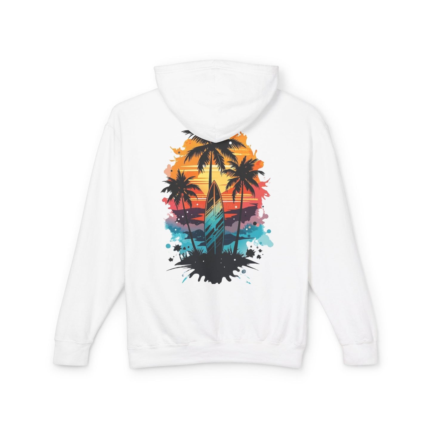 Coastal Sunset Surf Hoodie - Unisex Lightweight Hooded Sweatshirt