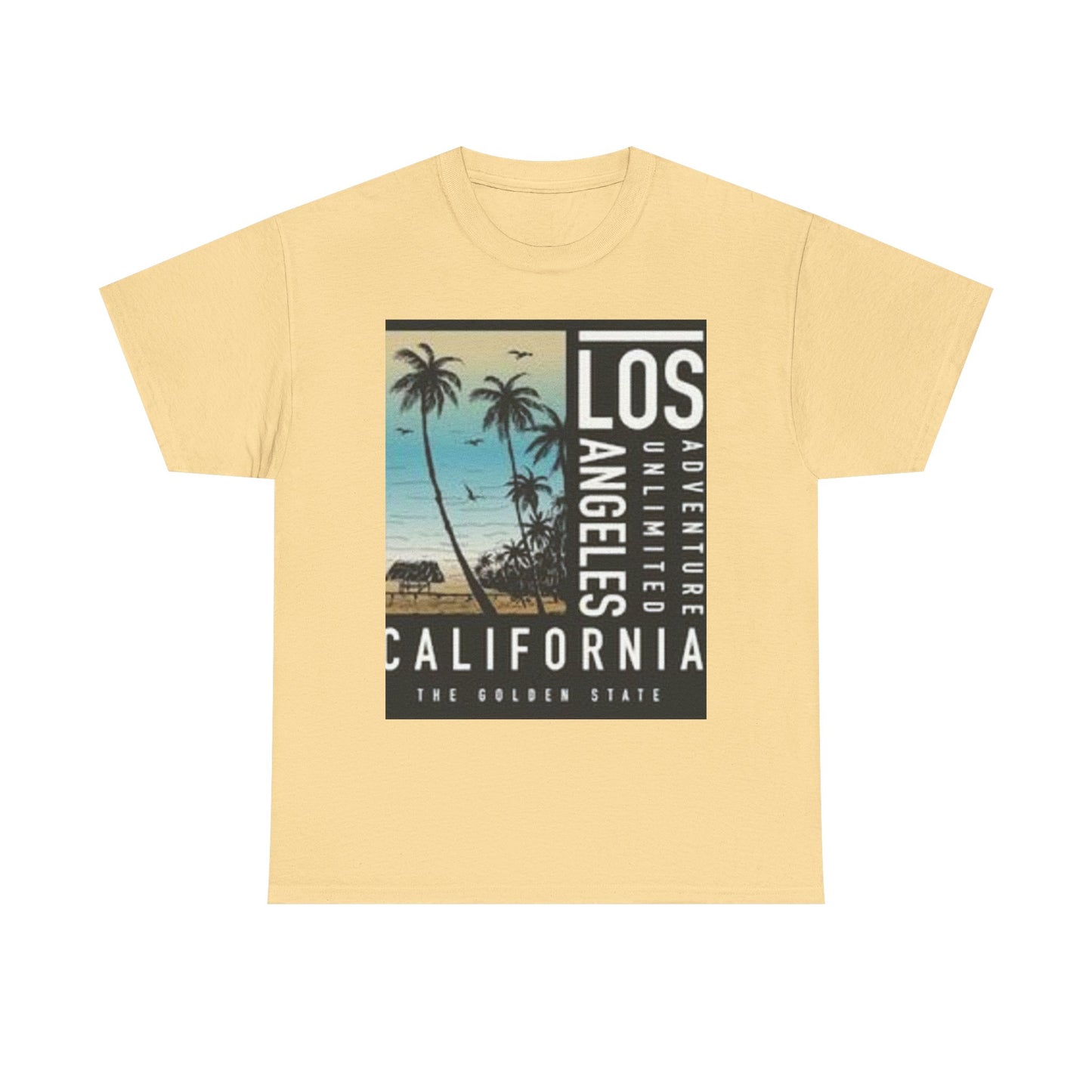 California Adventure Unisex Heavy Cotton Tee, Summer Style Shirt, Beach Vacation Top, Los Angeles Gift, Travel Apparel