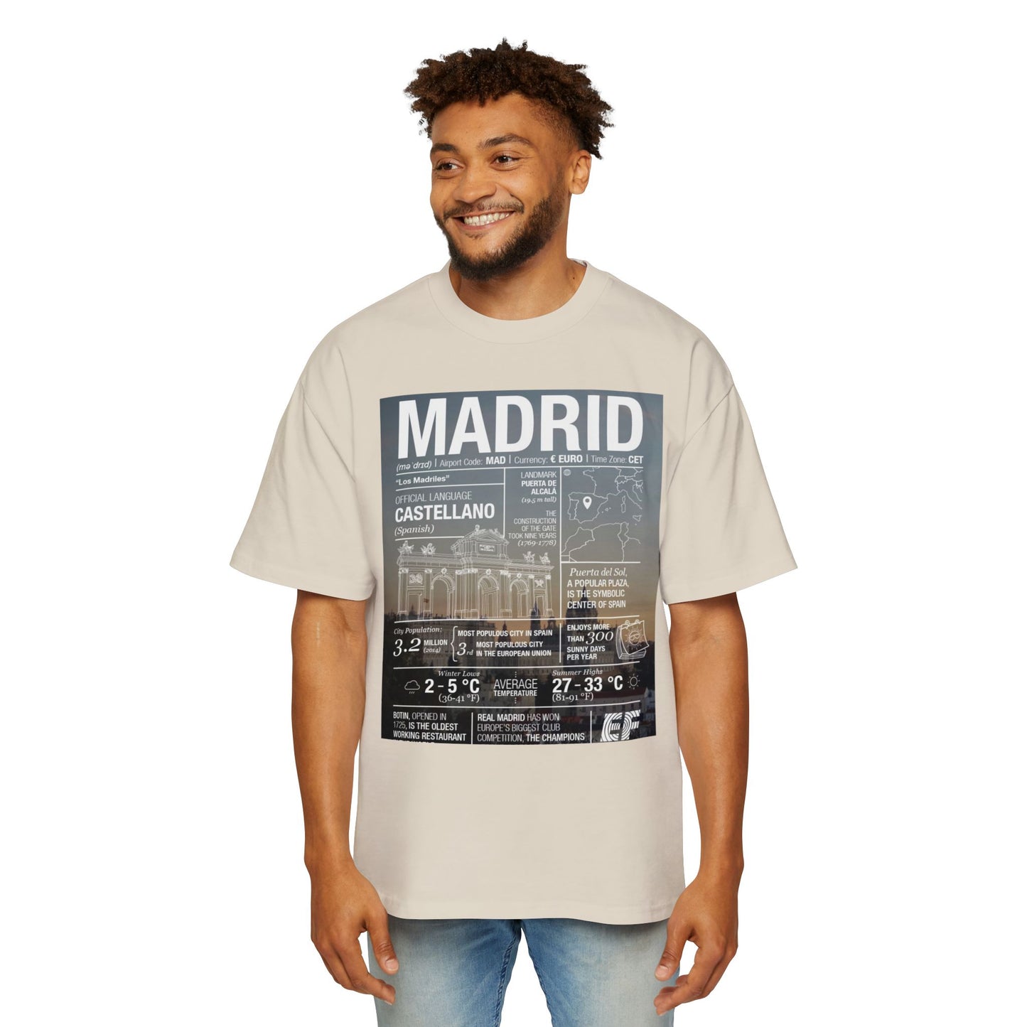 Madrid Graphic Tee — Vintage City Weather Poster T‑Shirt