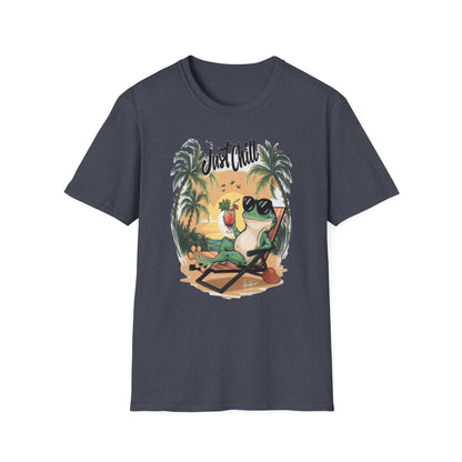 Just Chill Unisex Softstyle T-Shirt - Relaxing Frog Design for Casual Summer Vibes