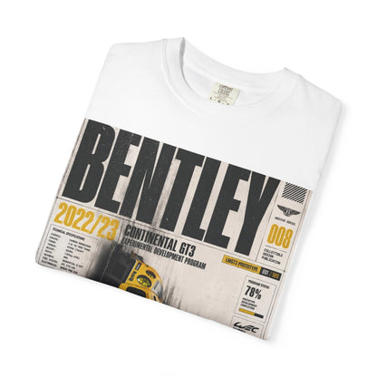 Bentley Continental GT Newspaper Graphic T‑Shirt — Vintage Racing Poster Tee