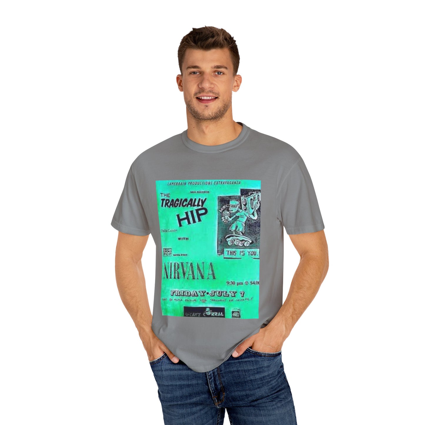 Retro Band Graphic T-Shirt - Nirvana & Tragically Hip Design