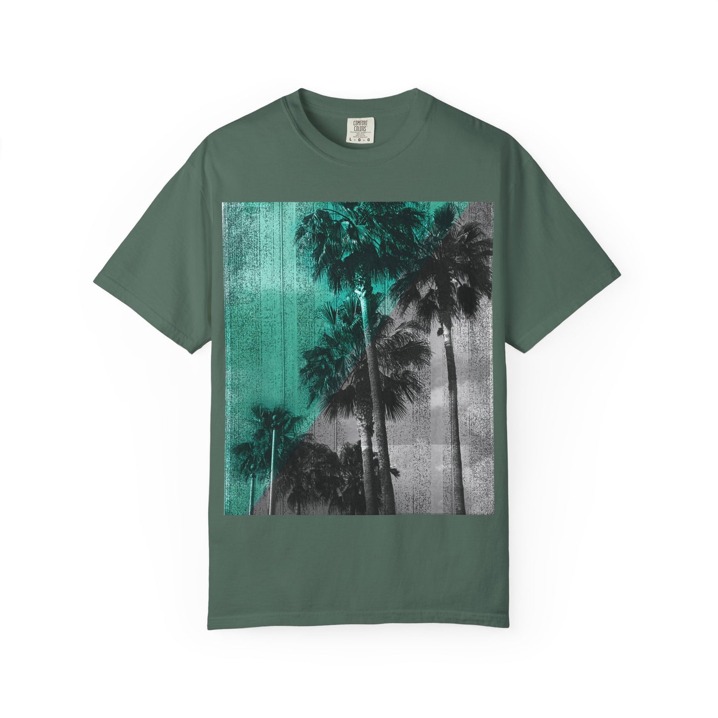 Palm Trees Photo Tee — Vintage Teal Sunset T-Shirt