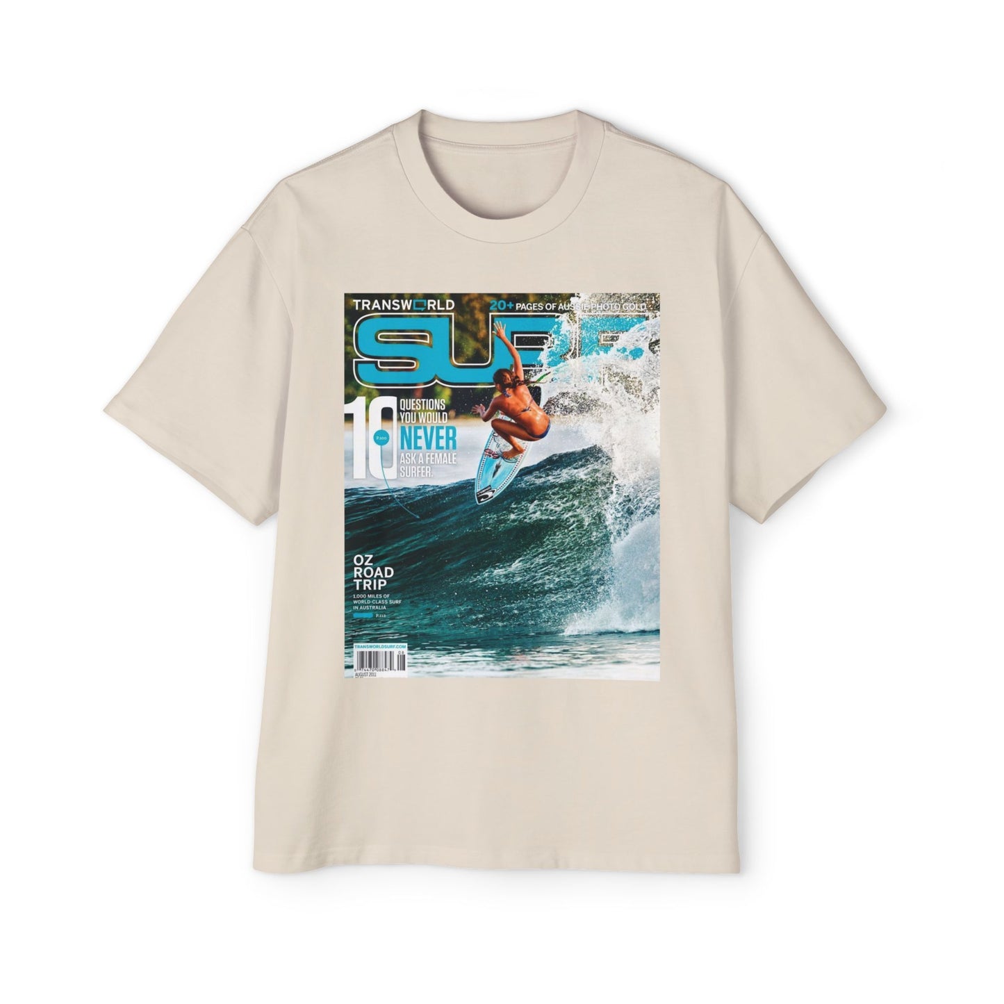 Surf Magazine Graphic Tee — Vintage Surfer Print Oversized T-Shirt